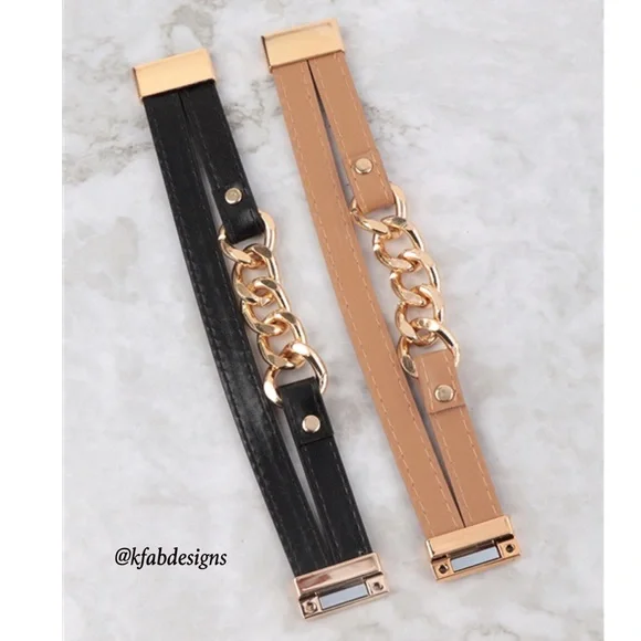 ❤️LAST 1! LEATHER CHAIN MAGNETIC LOCK WRAP BRACELET- Black - Picture 3 of 3